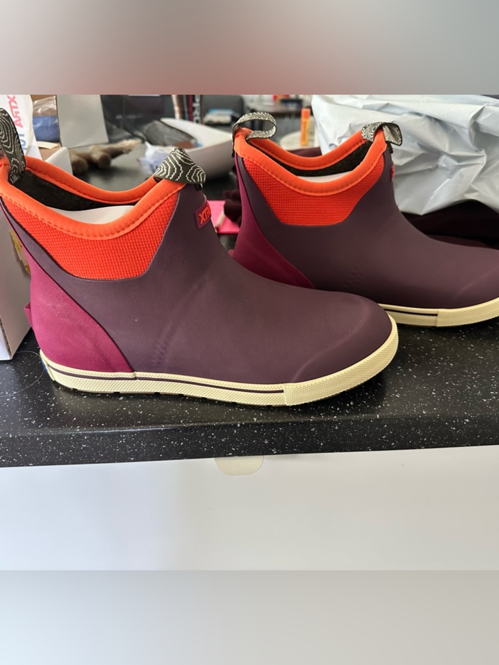 Women's Waterproof Winter Slip-On Boots - Purple & Orange
